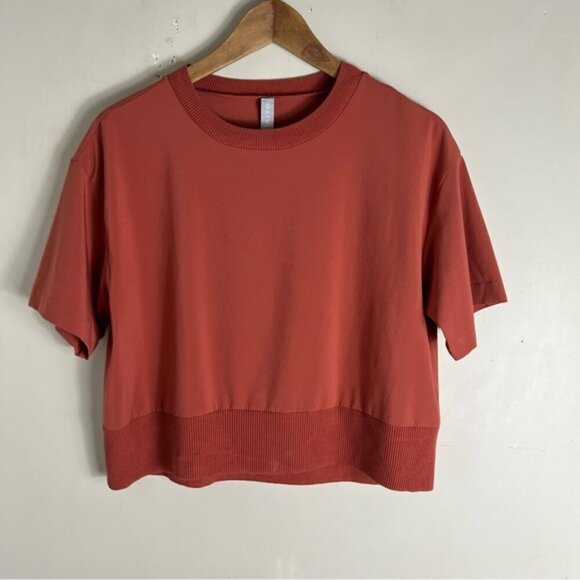 Athleta Zephyr Crop Tee Etruscan Red SIZE XS Relaxed Fit Oversized Stretch comfy - Picture 5 of 11
